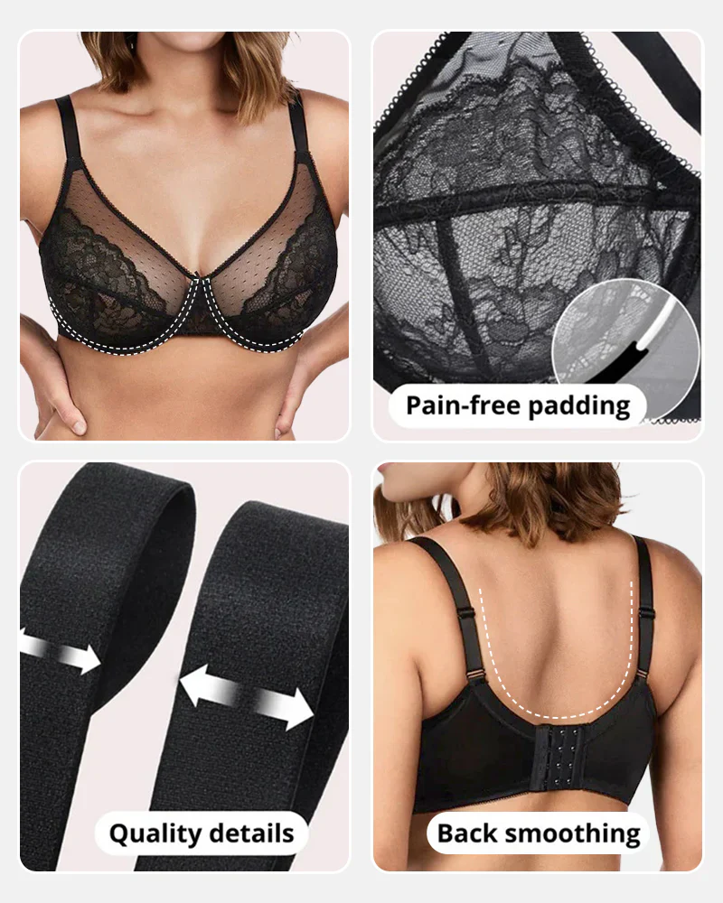 Full Coverage Lace Minimizer Bra - Petal-Beige - Image 5